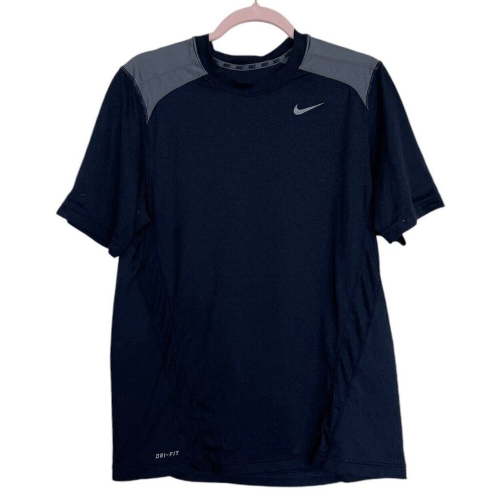 Nike Shirt Mens Size Medium Dri Fit Blue Gray Mesh Short Sleeve Activewear